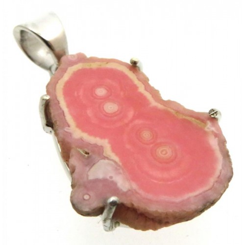 Rhodochrosite Gemstone Sterling Silver Pendant 06